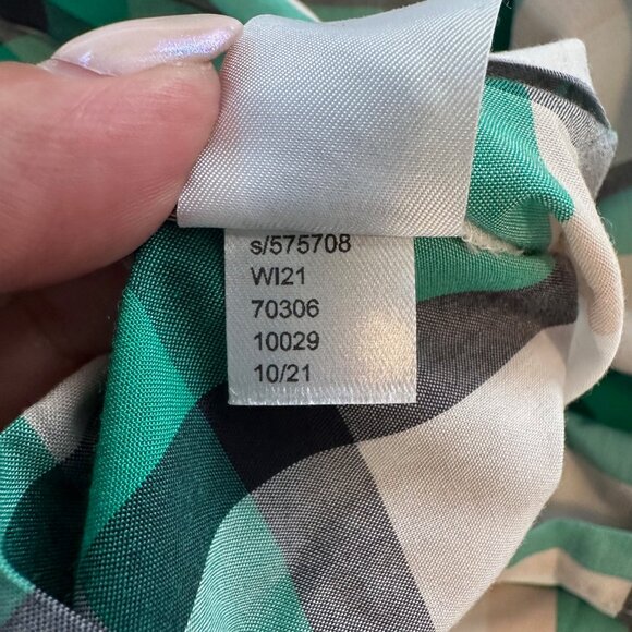 Ann Taylor Green & White Plaid Peasant Top Blouse Large - Picture 8 of 9
